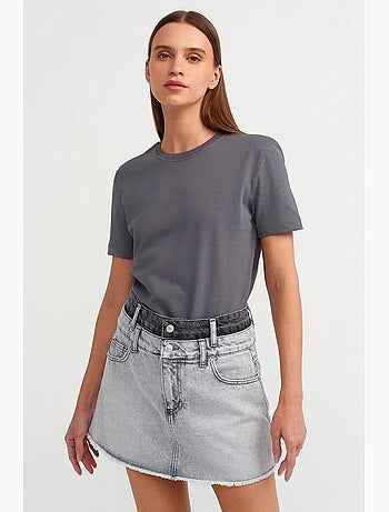 T-shirt da donna in cotone con scollo a girocollo dilvin