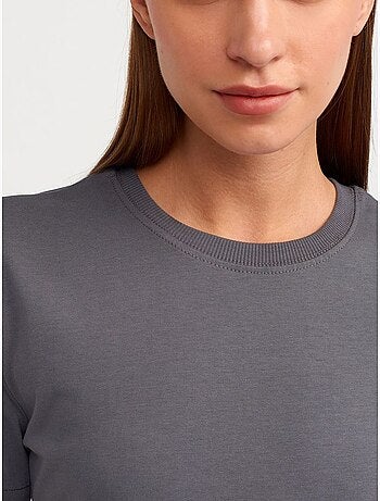 T-shirt da donna in cotone con scollo a girocollo dilvin