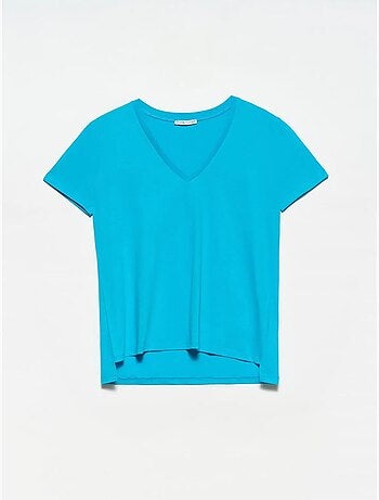 T-shirt da donna in cotone con scollo a v dilvin