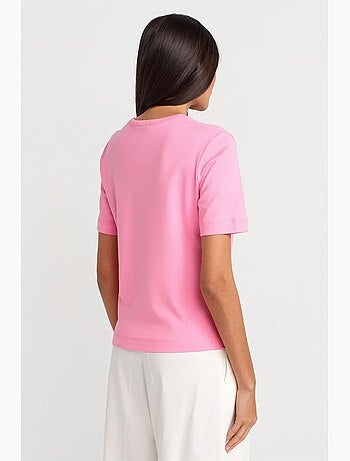 T-shirt da donna in cotone con scollo a v dilvin