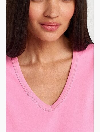 T-shirt da donna in cotone con scollo a v dilvin