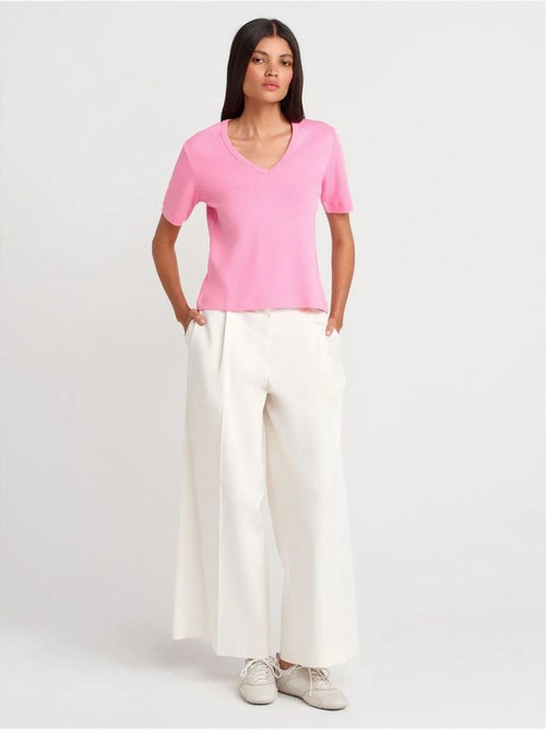T-shirt da donna in cotone con scollo a v dilvin - Kiabi T-shirt da donna in cotone con scollo a v dilvin - Kiabi