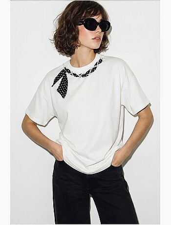 T-shirt da donna in cotone ed elastan lucci