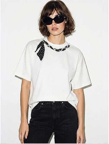T-shirt da donna in cotone ed elastan lucci