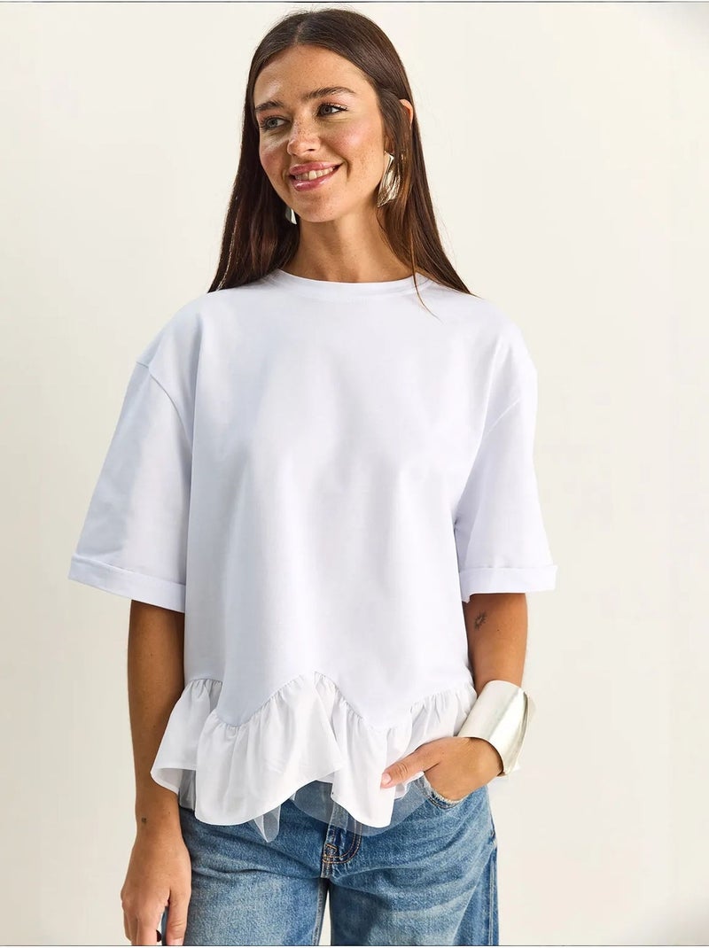 T-shirt da donna in cotone ed elastan lucci Bianco - Kiabi
