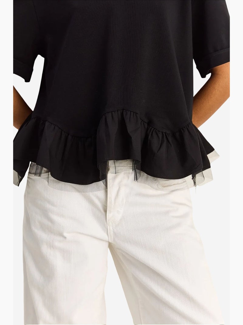 T-shirt da donna in cotone ed elastan lucci Nero - Kiabi