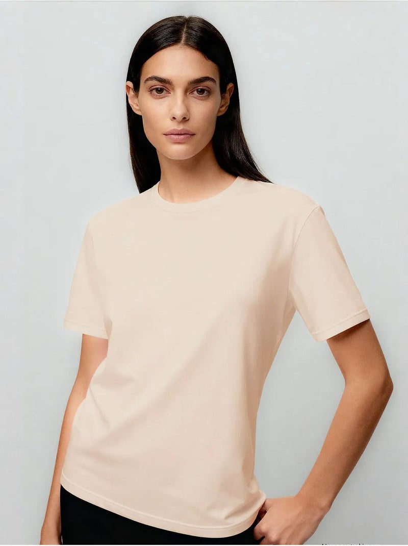 T-shirt da donna in cotone ed elastan tommy Beige argilla - Kiabi
