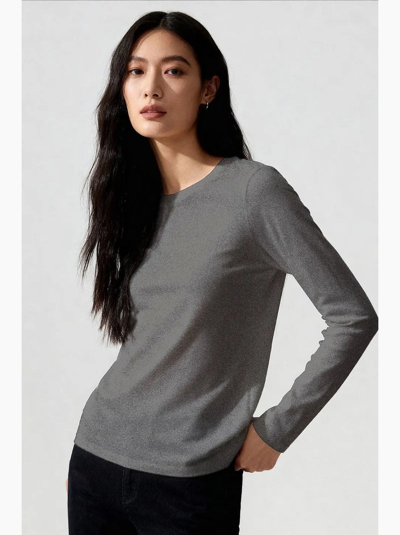 T-shirt da donna in cotone ed elastan tommy Grigio nero - Kiabi