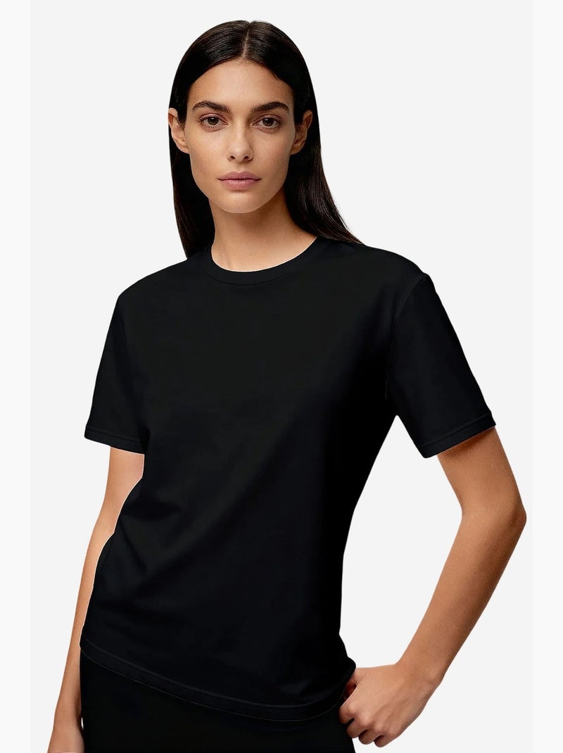 T-shirt da donna in cotone ed elastan tommy Nero - Kiabi