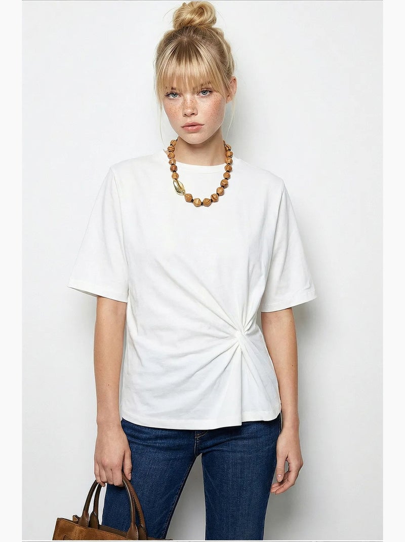 T-shirt da donna in cotone lucci Bianco - Kiabi