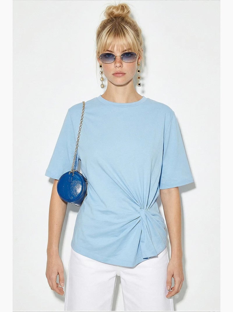 T-shirt da donna in cotone lucci Blu cielo - Kiabi