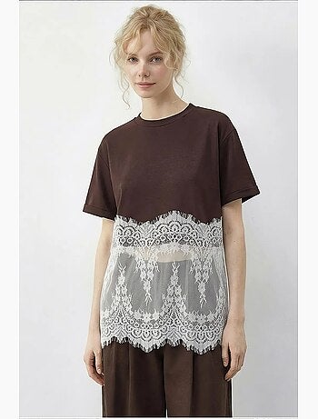 T-shirt da donna in cotone lucci