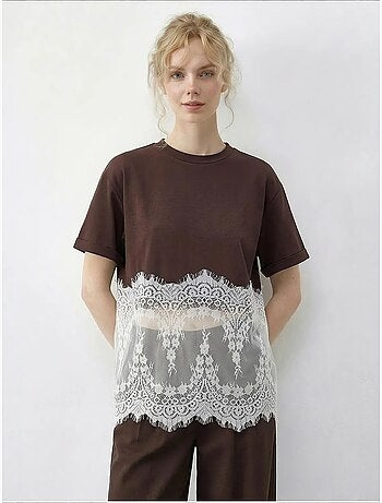 T-shirt da donna in cotone lucci