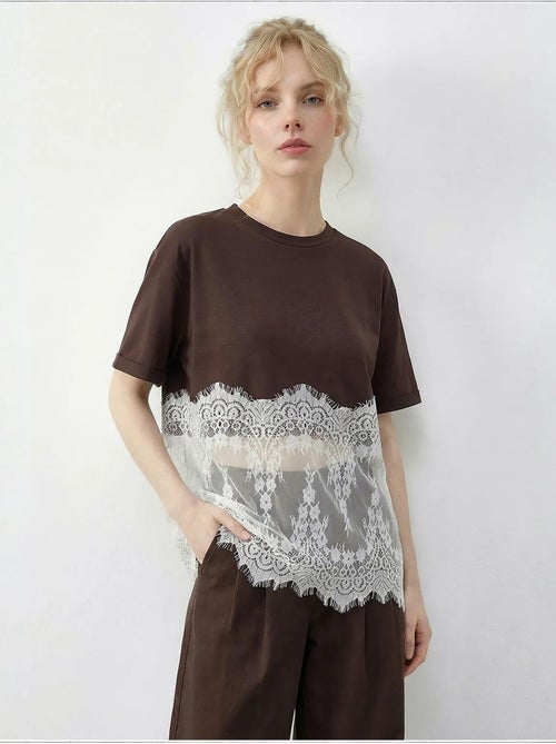 T-shirt da donna in cotone lucci - Kiabi