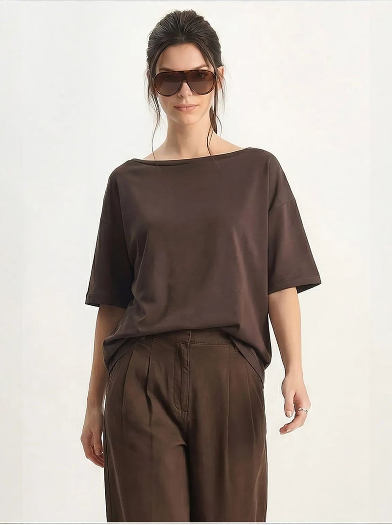 T-shirt da donna in cotone lucci Marrone - Kiabi