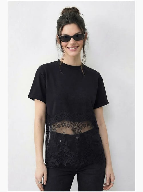 T-shirt da donna in cotone lucci - Kiabi