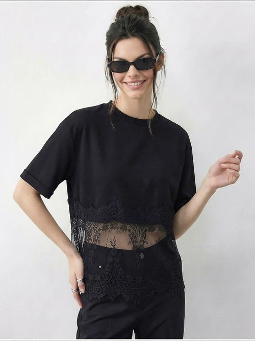T-shirt da donna in cotone lucci - Kiabi