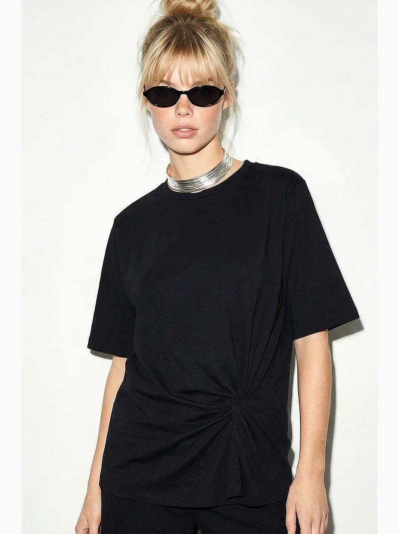 T-shirt da donna in cotone lucci Nero - Kiabi