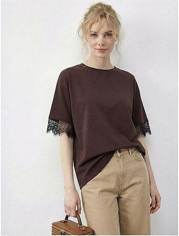 T-shirt da donna in cotone-poliestere lucci