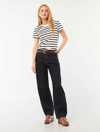 T-shirt da donna in cotone stampato a girocollo