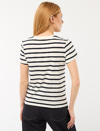 T-shirt da donna in cotone stampato a girocollo