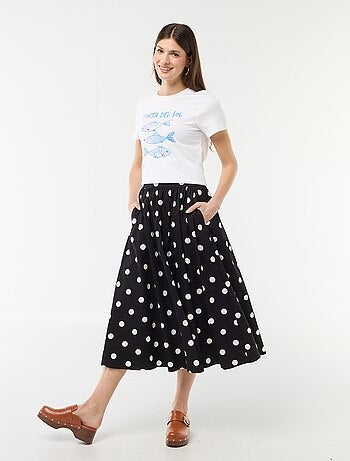 T-shirt da donna in cotone stampato a girocollo