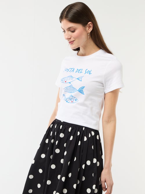 T-shirt da donna in cotone stampato a girocollo - Kiabi T-shirt da donna in cotone stampato a girocollo - Kiabi