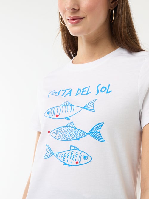 T-shirt da donna in cotone stampato a girocollo - Kiabi T-shirt da donna in cotone stampato a girocollo - Kiabi