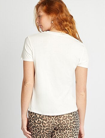 T-shirt da donna in cotone stampato a girocollo