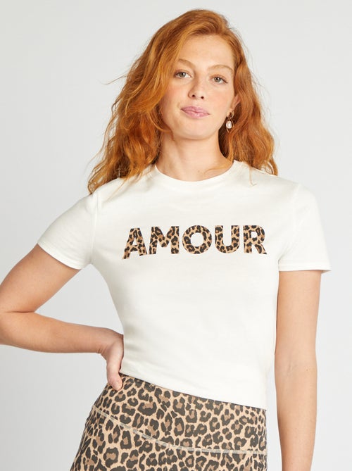 T-shirt da donna in cotone stampato a girocollo - Kiabi T-shirt da donna in cotone stampato a girocollo - Kiabi