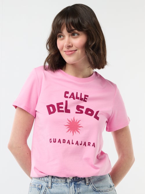 T-shirt da donna in cotone stampato a girocollo - Kiabi T-shirt da donna in cotone stampato a girocollo - Kiabi