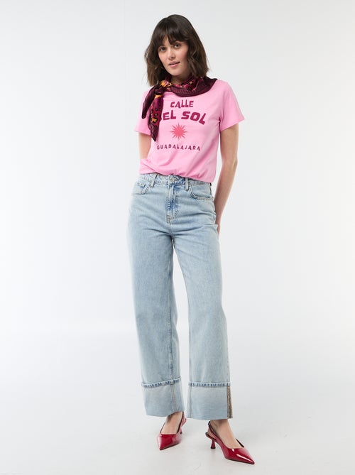 T-shirt da donna in cotone stampato a girocollo - Kiabi T-shirt da donna in cotone stampato a girocollo - Kiabi