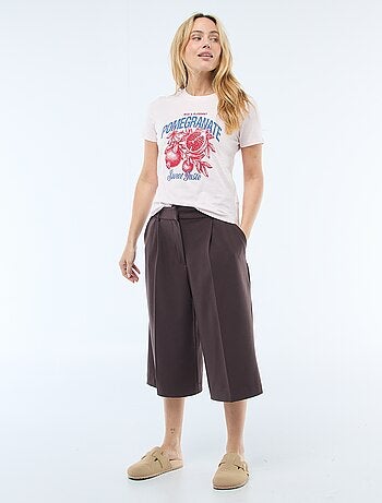 T-shirt da donna in cotone stampato a girocollo
