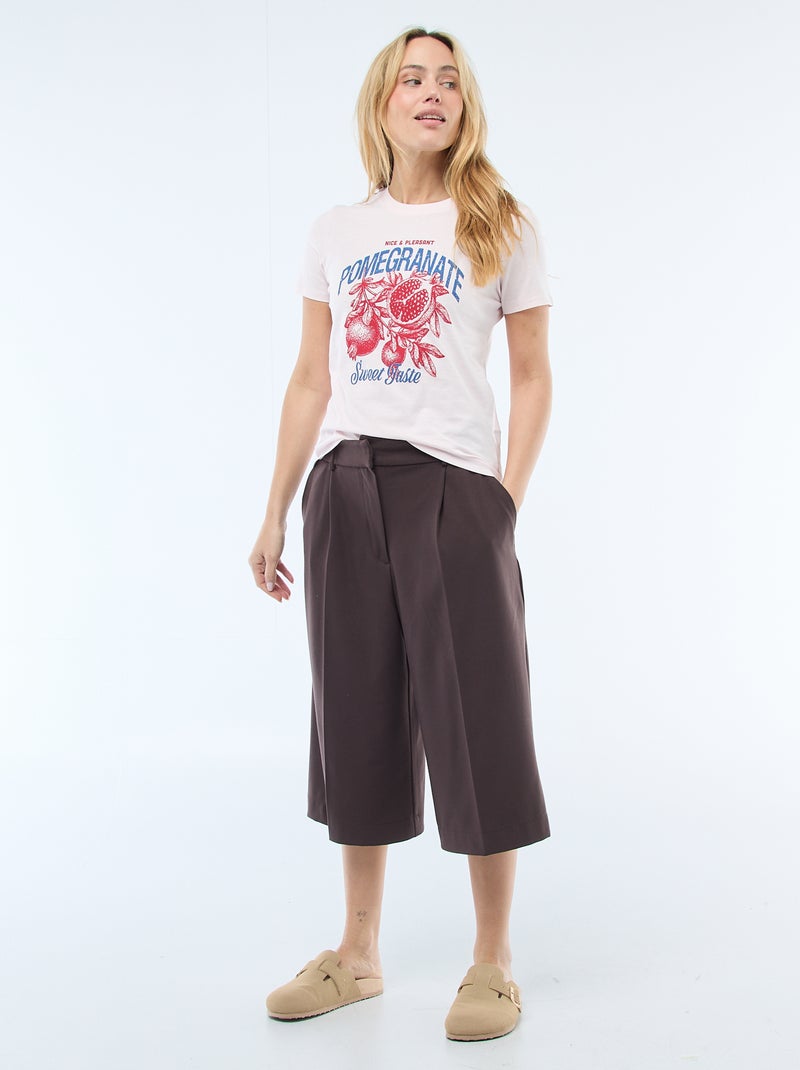 T-shirt da donna in cotone stampato a girocollo Rosa - Kiabi