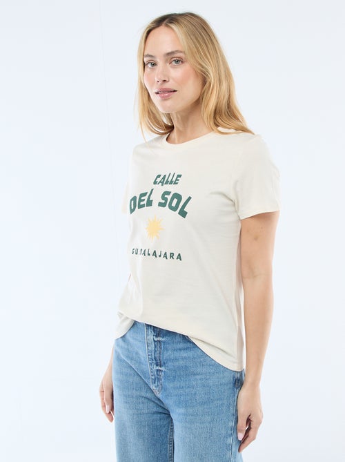 T-shirt da donna in cotone stampato a girocollo - Kiabi T-shirt da donna in cotone stampato a girocollo - Kiabi