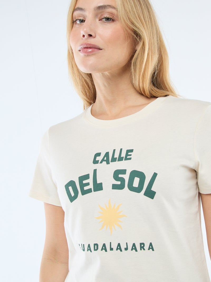 T-shirt da donna in cotone stampato a girocollo Verde - Kiabi
