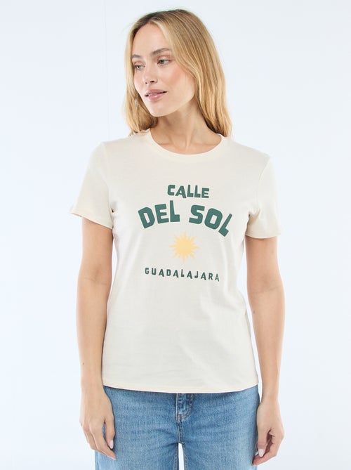 T-shirt da donna in cotone stampato a girocollo - Kiabi T-shirt da donna in cotone stampato a girocollo - Kiabi