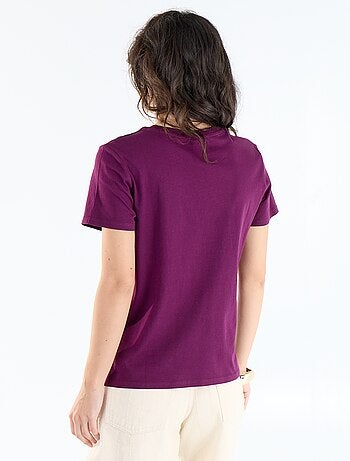 T-shirt da donna in cotone stampato a girocollo