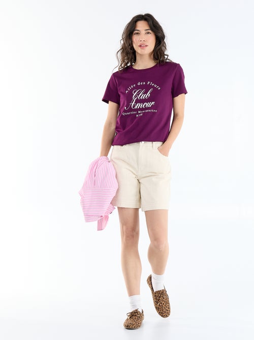 T-shirt da donna in cotone stampato a girocollo - Kiabi T-shirt da donna in cotone stampato a girocollo - Kiabi