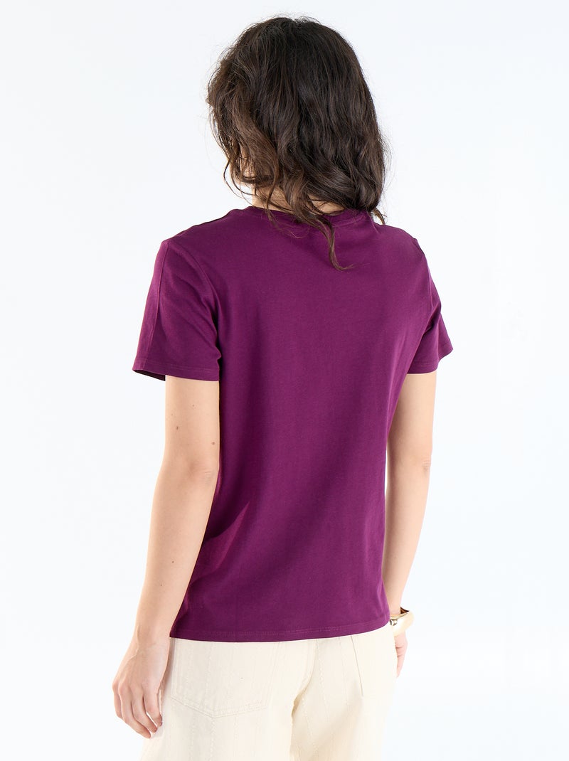 T-shirt da donna in cotone stampato a girocollo Viola - Kiabi