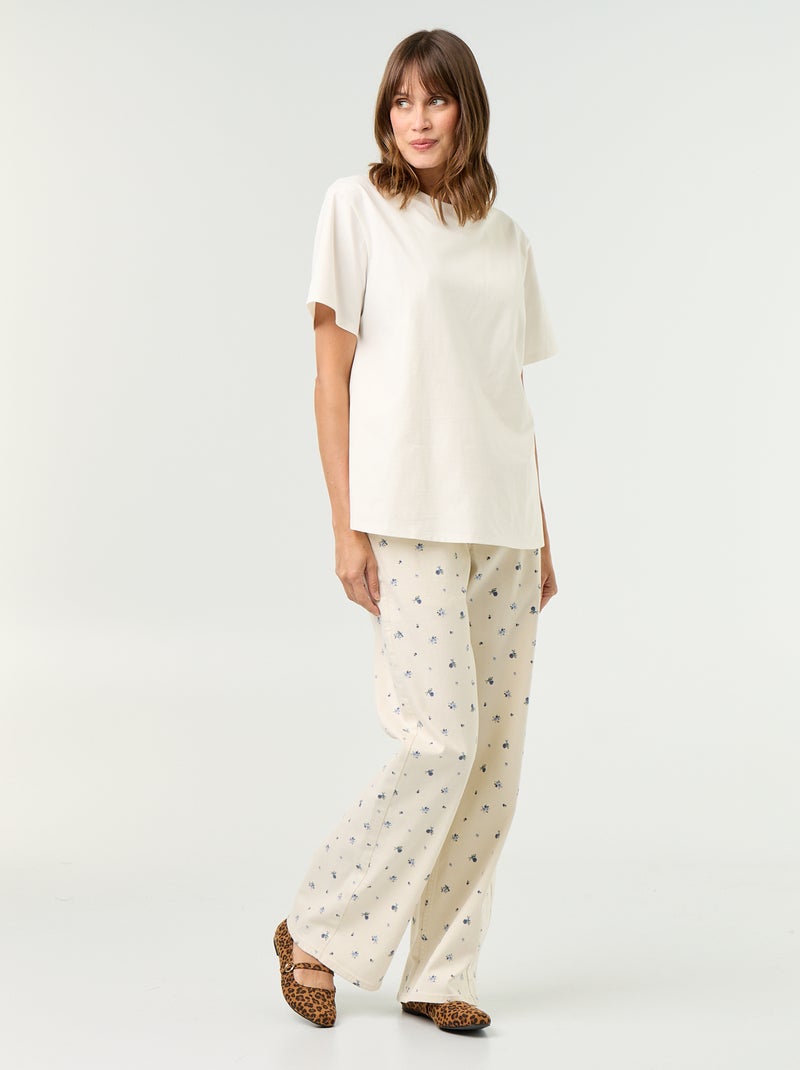 T-shirt da donna in jersey di cotone a maniche corte Bianco Ecru - Kiabi
