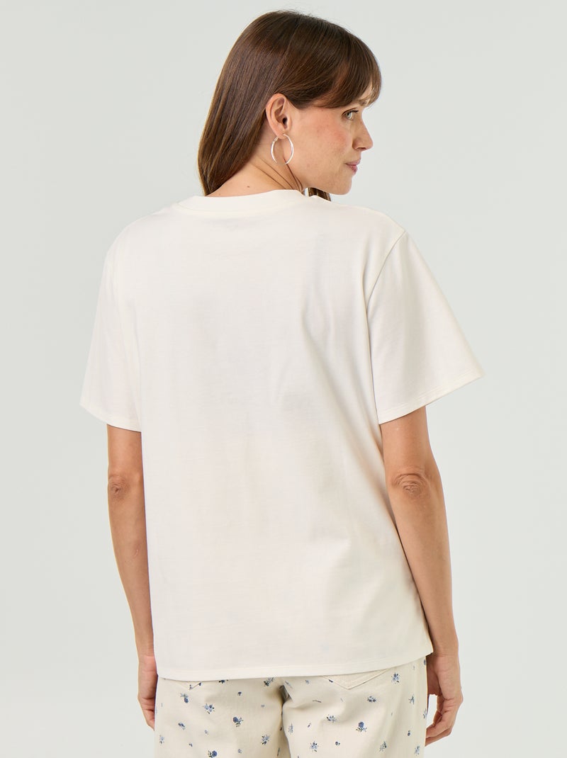 T-shirt da donna in jersey di cotone a maniche corte Bianco Ecru - Kiabi