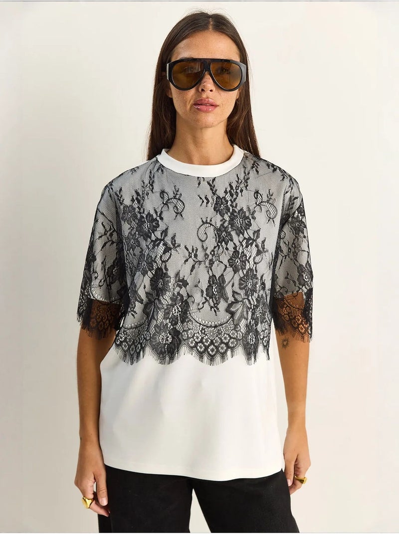 T-shirt da donna in misto viscosa lucci Bianco - Kiabi