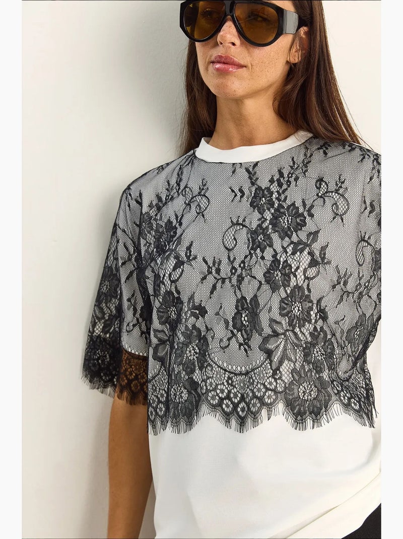 T-shirt da donna in misto viscosa lucci Bianco - Kiabi