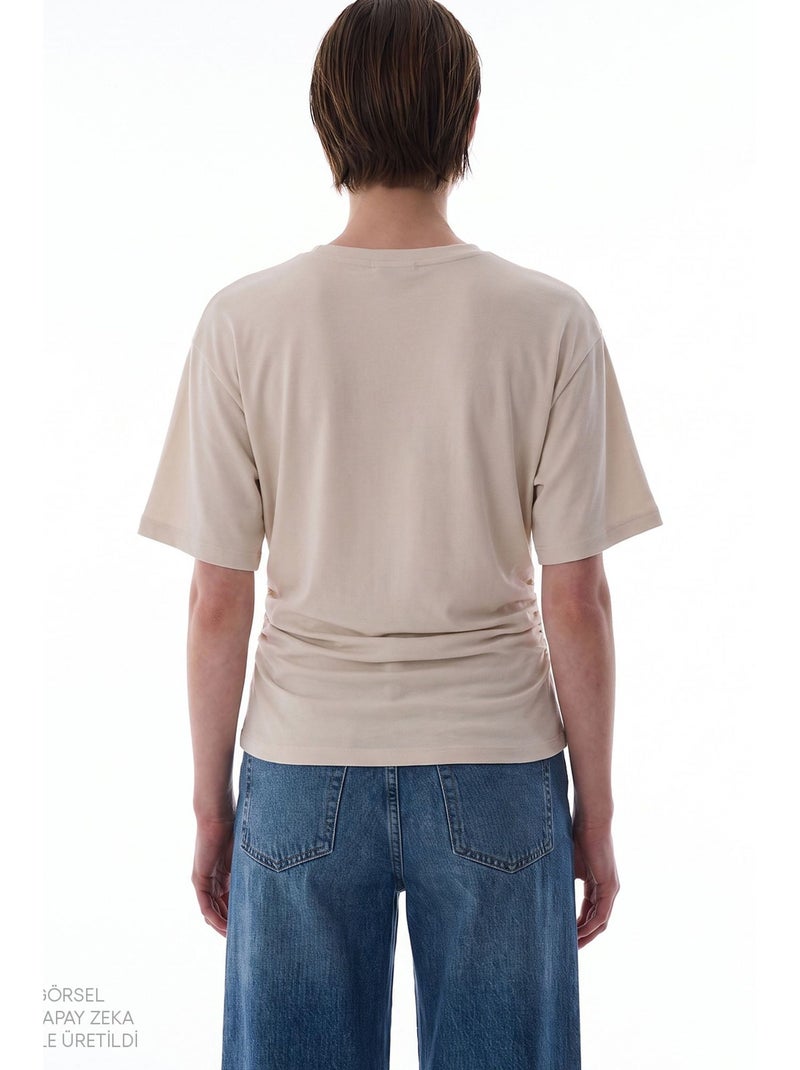 T-shirt da donna in modal con dettaglio in vita e arricciature penti Beige argilla - Kiabi