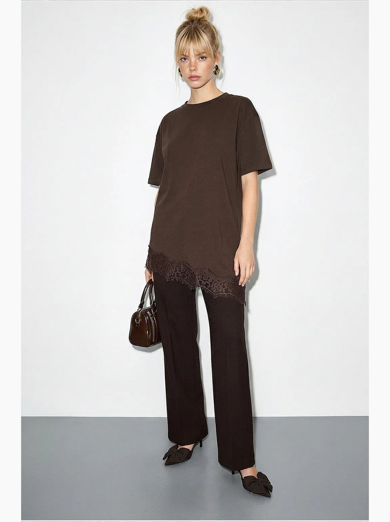 T-shirt da donna in poliestere ed elastan lucci Marrone cioccolato - Kiabi