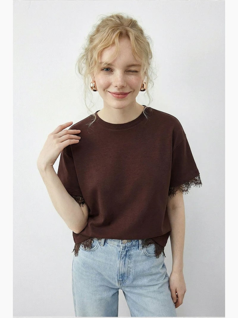 T-shirt da donna in poliestere ed elastan lucci Marrone cioccolato - Kiabi