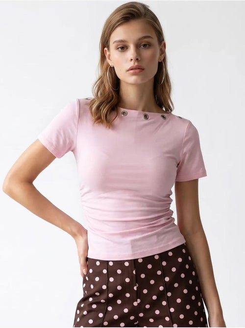 T-shirt da donna slim fit con scollo a barca mixray - Kiabi