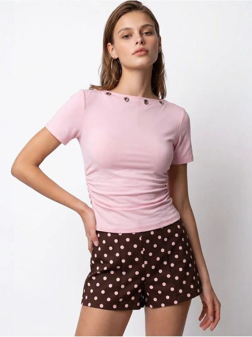 T-shirt da donna slim fit con scollo a barca mixray - Kiabi