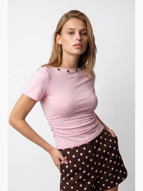 T-shirt da donna slim fit con scollo a barca mixray - Kiabi